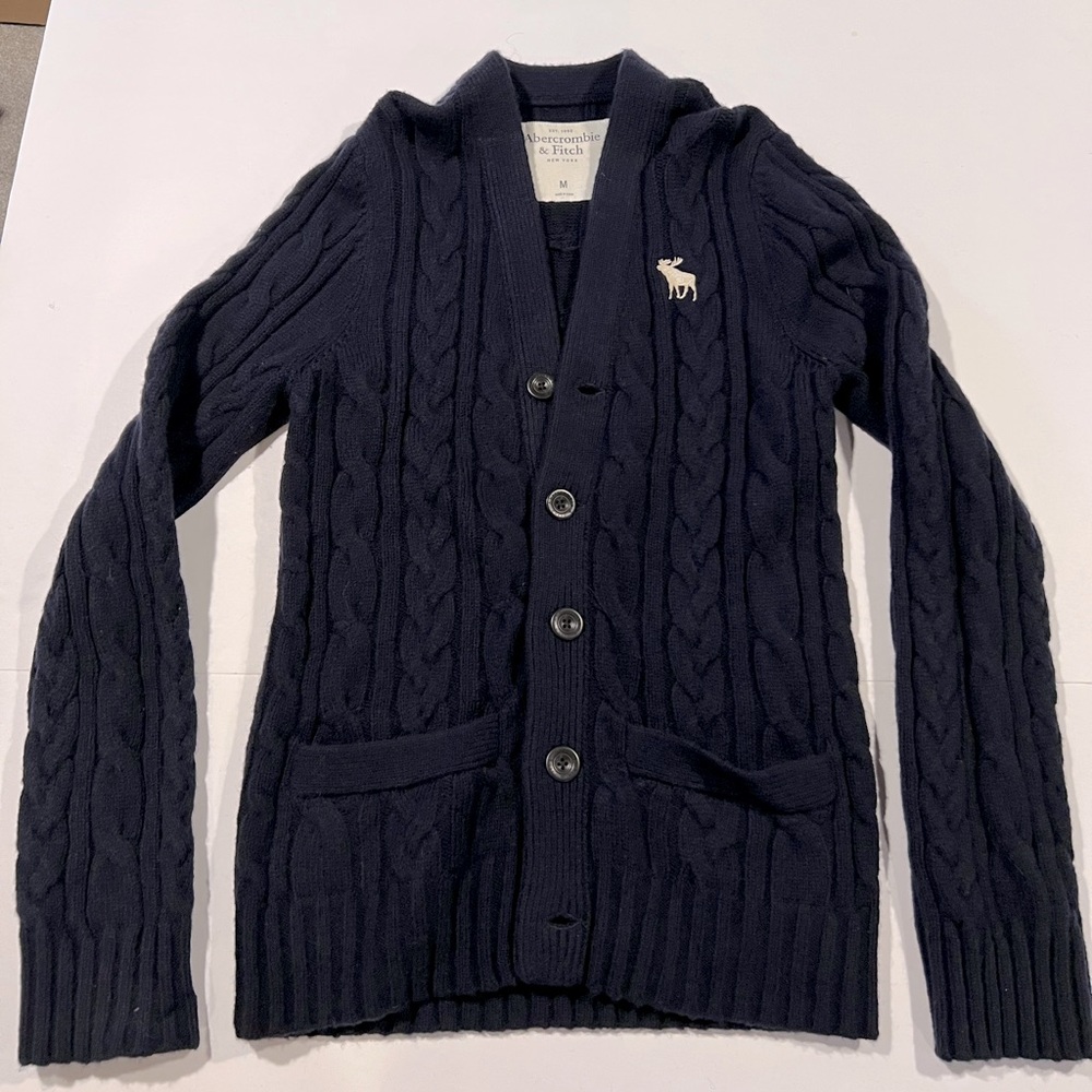 Abercrombie Cable Knit Cardigan Navy Medium